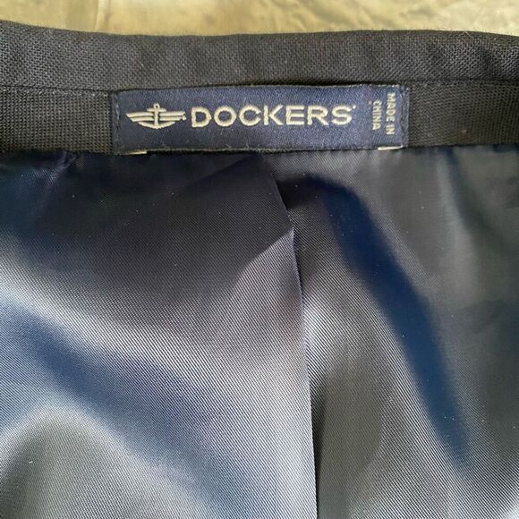 Dockers men 48R wool blend 2 button suit jacket/blazer navy blue - Picture 7 of 14